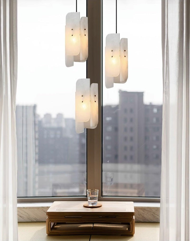 Mini Alabaster Pendant Light with Brass Details