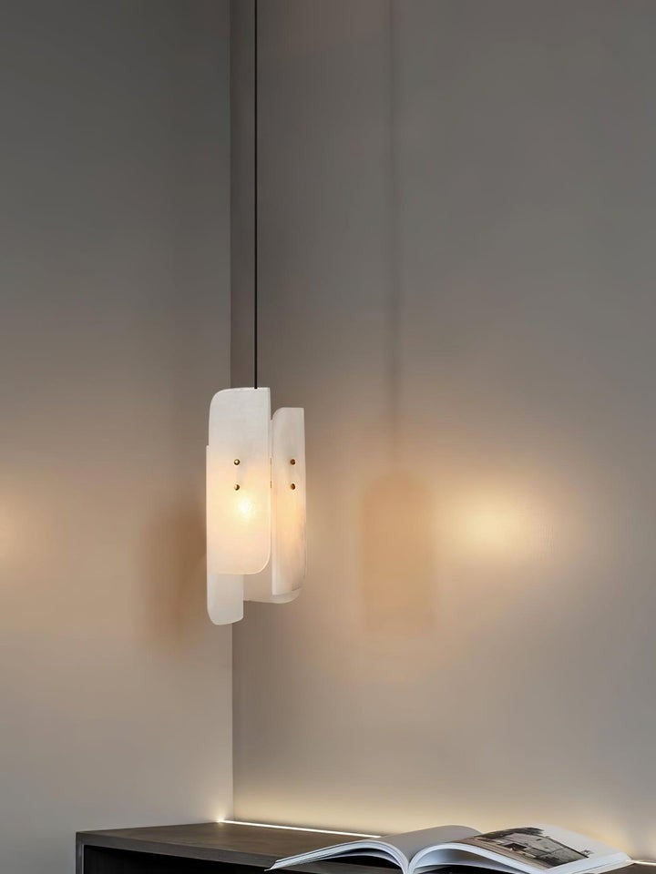 Mini Alabaster Pendant Light with Brass Details