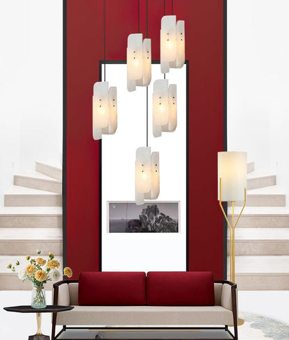 Mini Alabaster Pendant Light with Brass Details