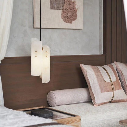 Mini Alabaster Pendant Light with Brass Details