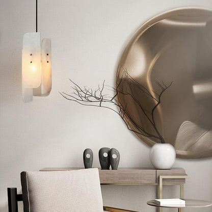 Mini Alabaster Pendant Light with Brass Details