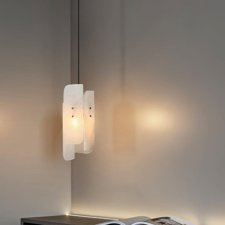 Mini Alabaster Pendant Light with Brass Details