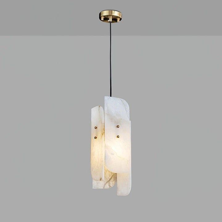 Mini Alabaster Pendant Light with Brass Details