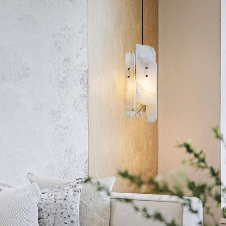 Mini Alabaster Pendant Light with Brass Details