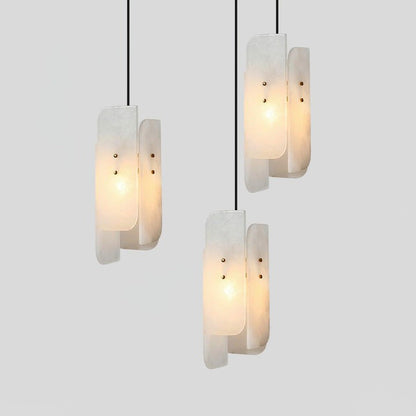 Mini Alabaster Pendant Light with Brass Details