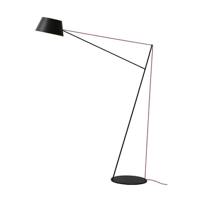 Minimalist Black Floor Lamp with Red Accent Cable