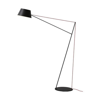 Minimalist Black Floor Lamp with Red Accent Cable
