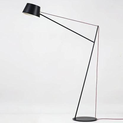 Minimalist Black Floor Lamp with Red Accent Cable
