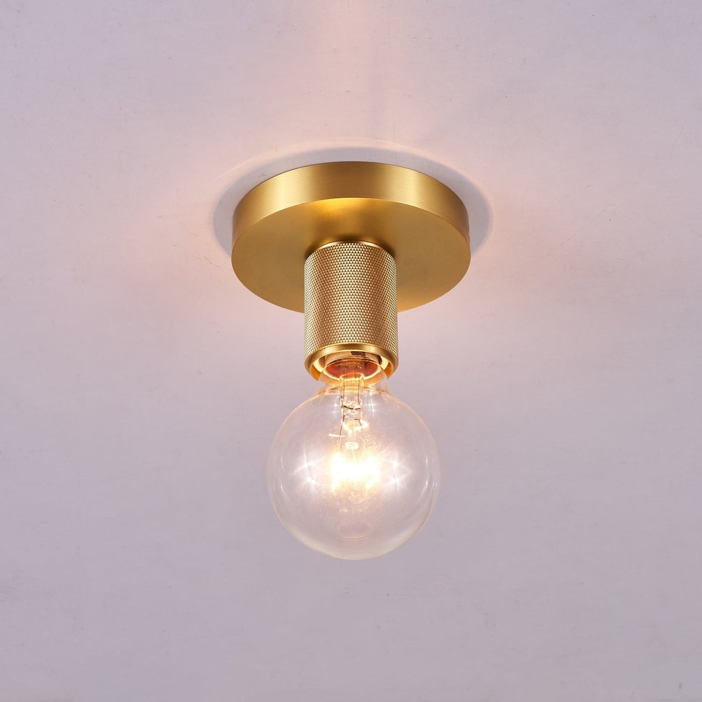 Minimalist Brass Ceiling Light with Clear Shade