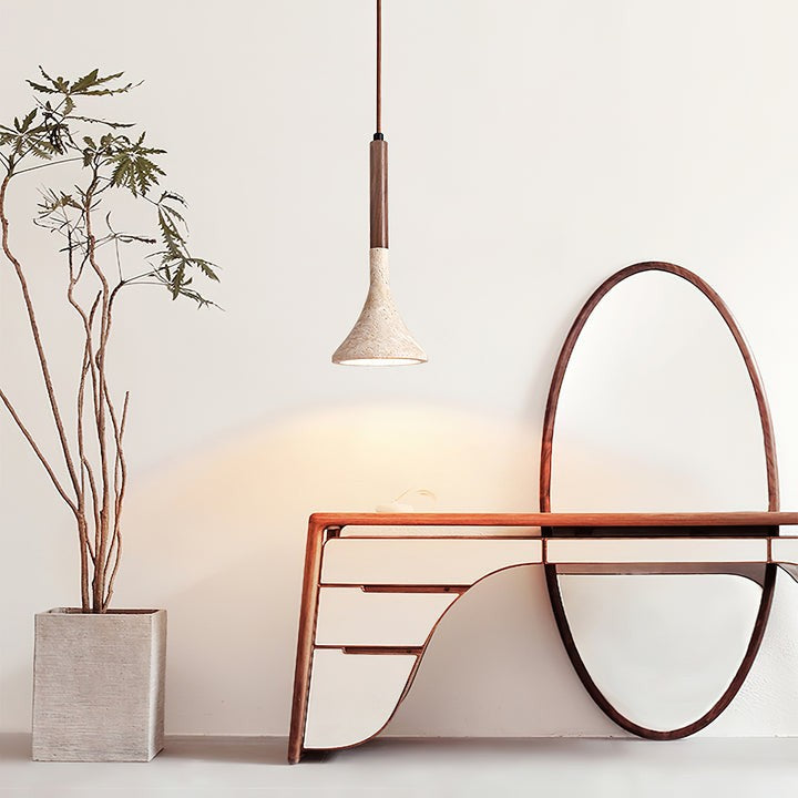 Minimalist Yellow Travertine Pendant Light