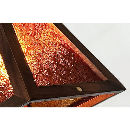 Mission-Style Begonia Glass & Walnut Pendant Light