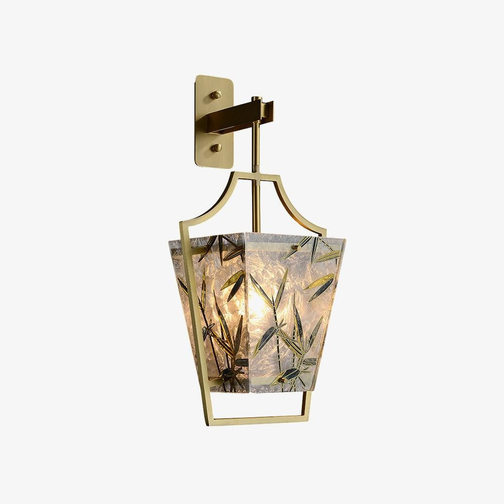 Misty Glow Brass & Enamel Glass Wall Sconce