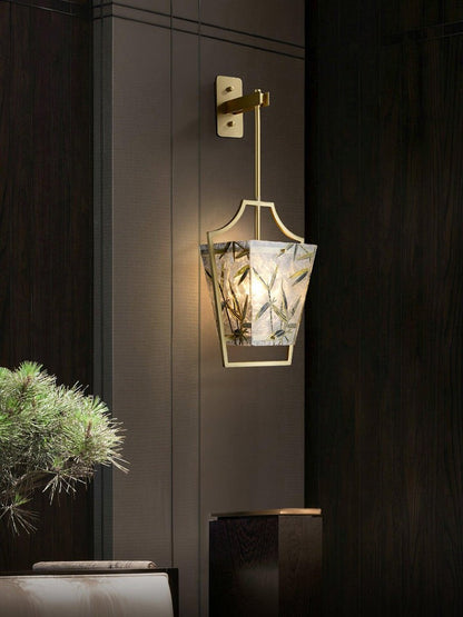 Misty Glow Brass & Enamel Glass Wall Sconce