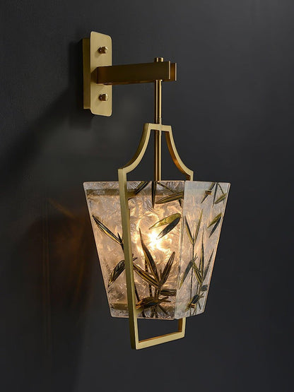 Misty Glow Brass & Enamel Glass Wall Sconce