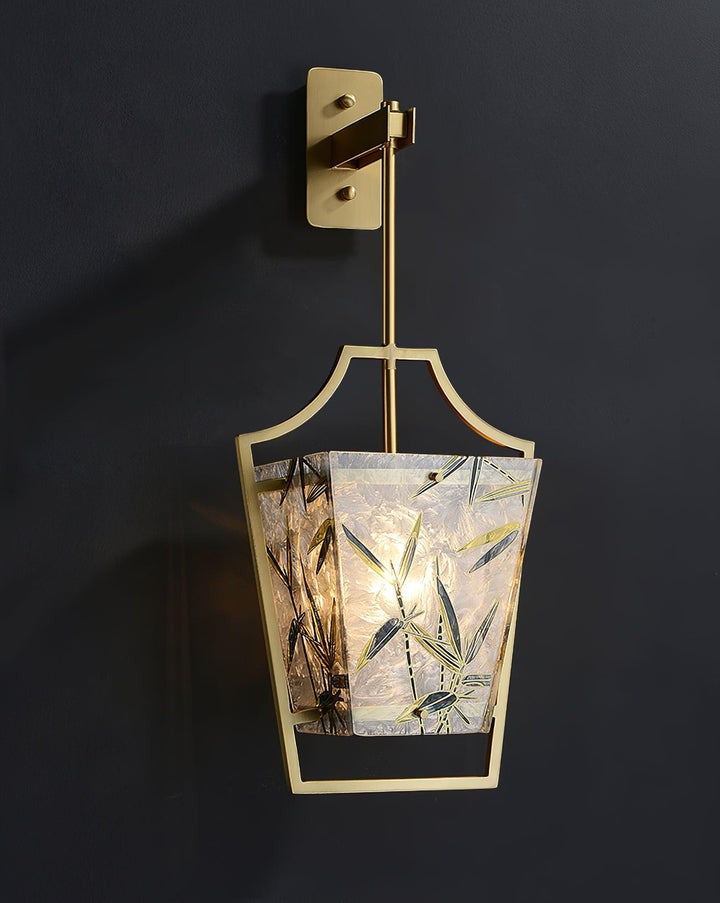 Misty Glow Brass & Enamel Glass Wall Sconce