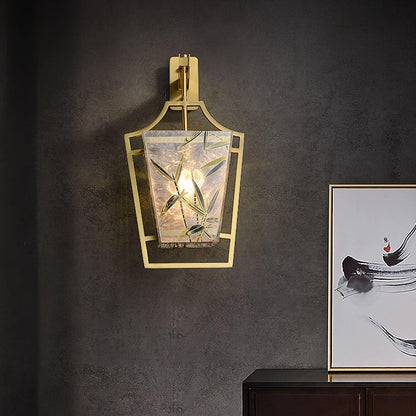 Misty Glow Brass & Enamel Glass Wall Sconce