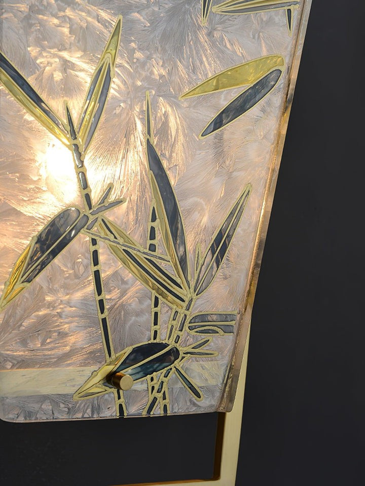 Misty Glow Brass & Enamel Glass Wall Sconce