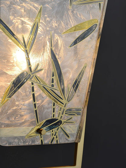Misty Glow Brass & Enamel Glass Wall Sconce