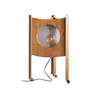 Mobile Rolling Wooden Table Lamp with Acrylic Shade