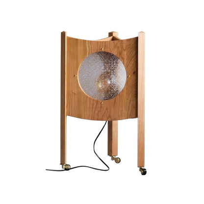 Mobile Rolling Wooden Table Lamp with Acrylic Shade