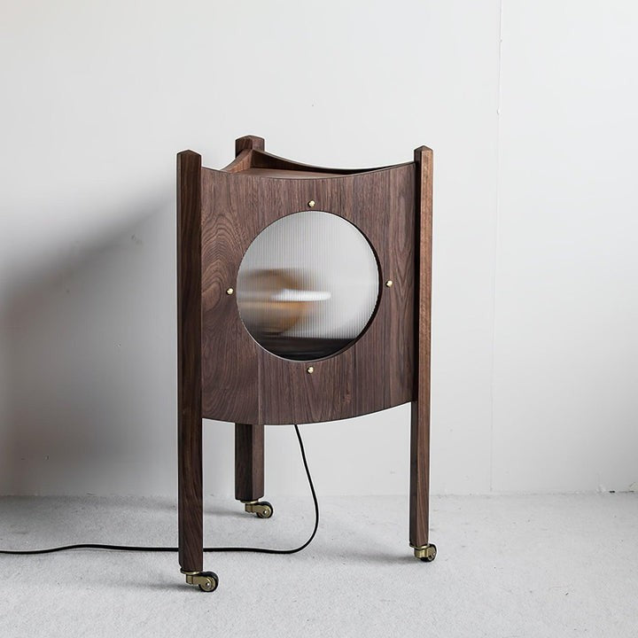Mobile Rolling Wooden Table Lamp with Acrylic Shade