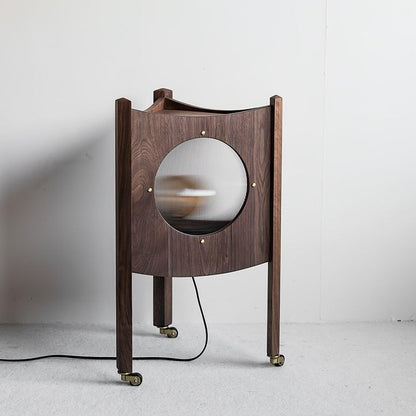 Mobile Rolling Wooden Table Lamp with Acrylic Shade