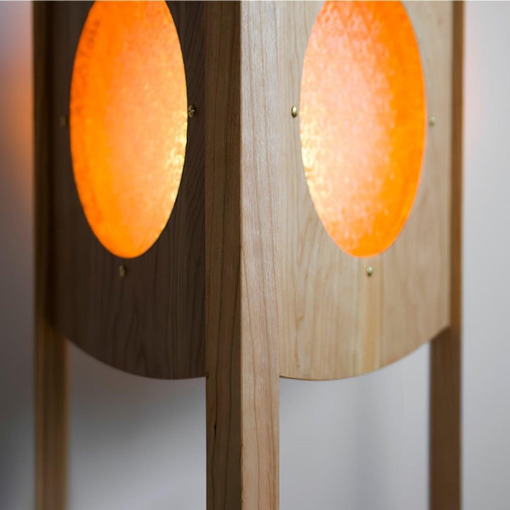 Mobile Rolling Wooden Table Lamp with Acrylic Shade