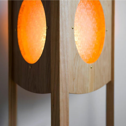 Mobile Rolling Wooden Table Lamp with Acrylic Shade