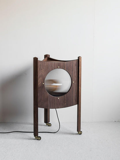 Mobile Rolling Wooden Table Lamp with Acrylic Shade