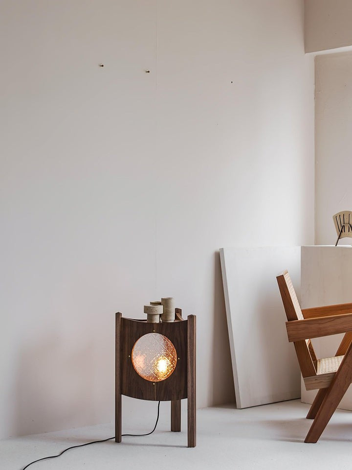 Mobile Rolling Wooden Table Lamp with Acrylic Shade