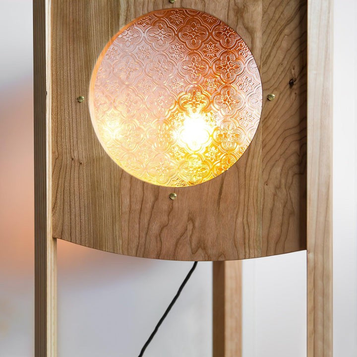 Mobile Rolling Wooden Table Lamp with Acrylic Shade