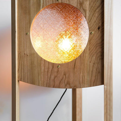 Mobile Rolling Wooden Table Lamp with Acrylic Shade