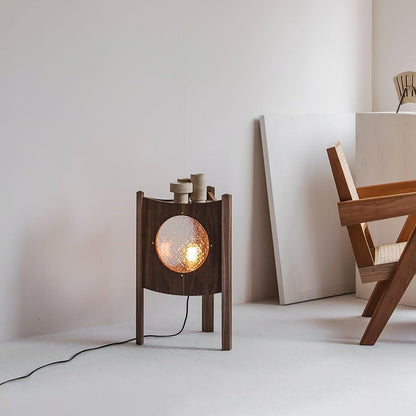 Mobile Rolling Wooden Table Lamp with Acrylic Shade