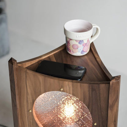 Mobile Rolling Wooden Table Lamp with Acrylic Shade