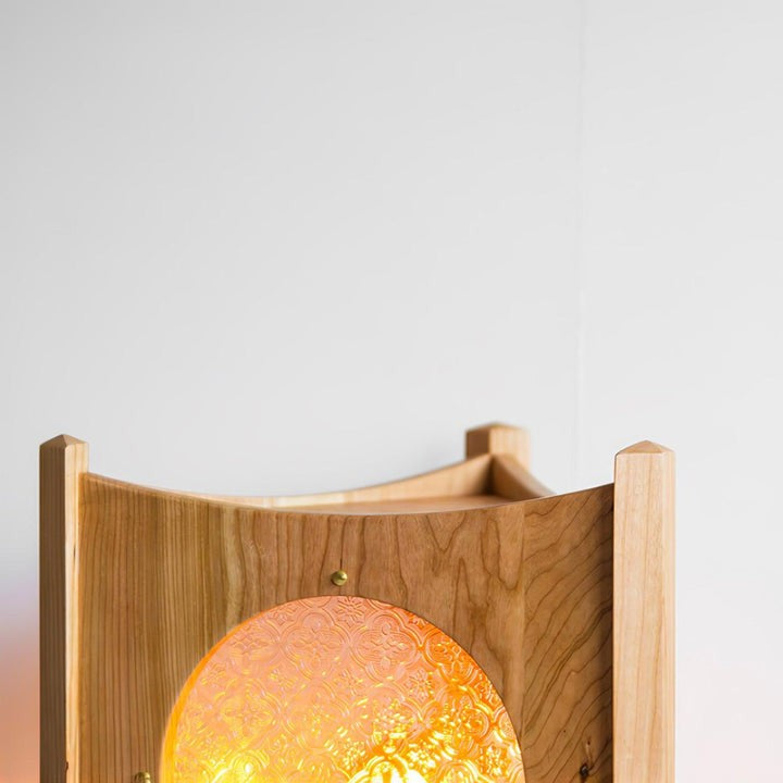 Mobile Rolling Wooden Table Lamp with Acrylic Shade