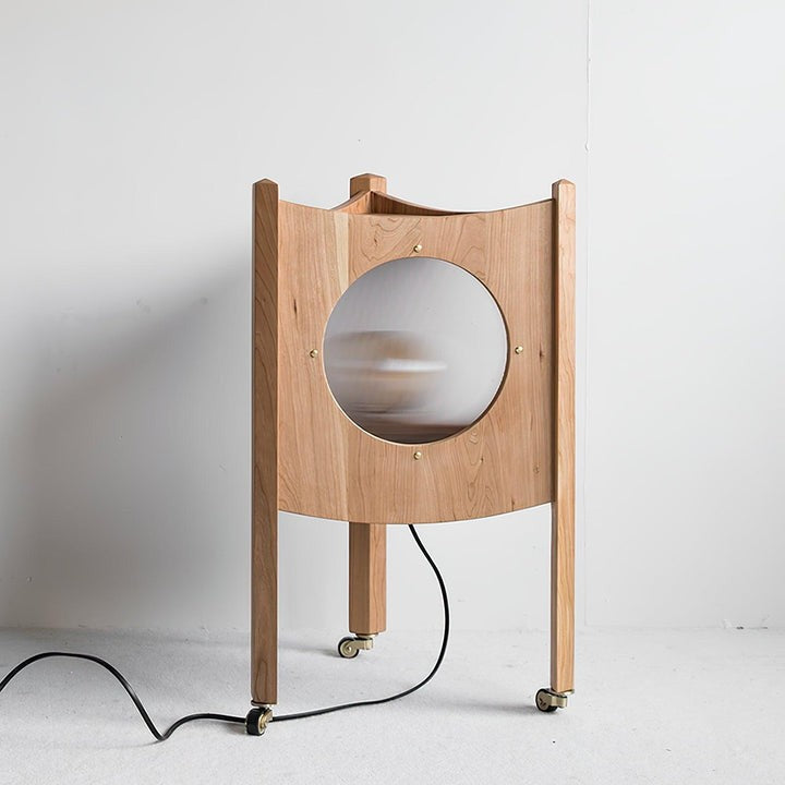 Mobile Rolling Wooden Table Lamp with Acrylic Shade