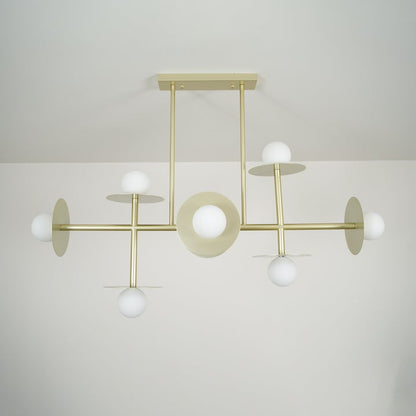 Modern 125cm Metal &amp; Glass Ring Chandelier