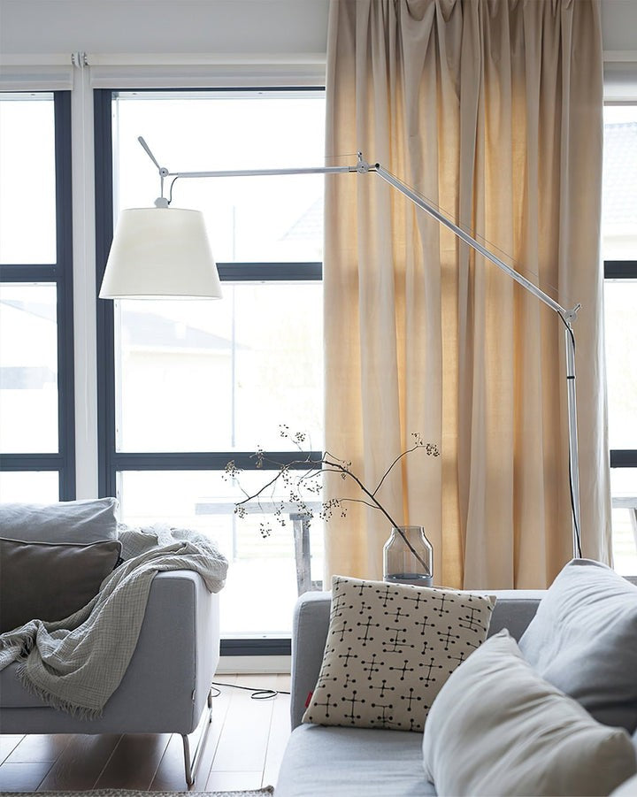 Modern Adjustable Metal & Fabric LED Floor Lamp