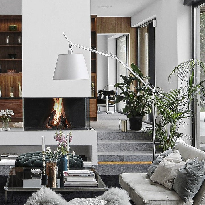 Modern Adjustable Metal & Fabric LED Floor Lamp