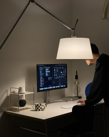 Modern Adjustable Metal & Fabric LED Floor Lamp