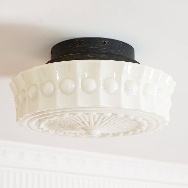 Modern Black Metal & Glass Ceiling Light Fixture – Multi-Bulb Design