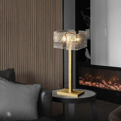 Modern Brass and Glass Table Lamp – E14 LED & Edison Compatible