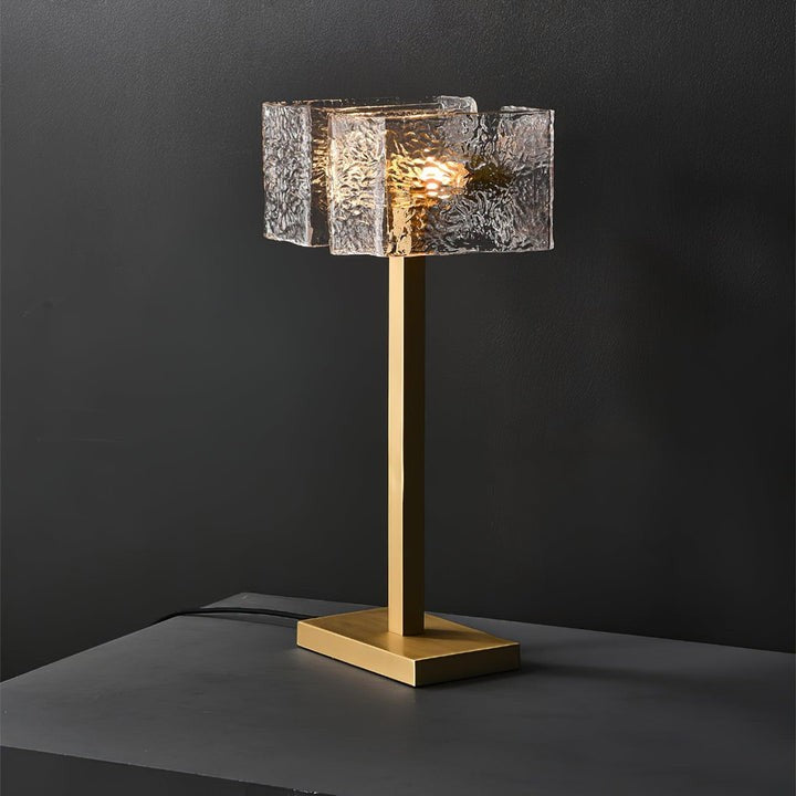 Modern Brass and Glass Table Lamp – E14 LED & Edison Compatible