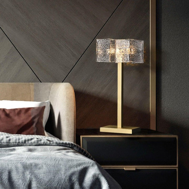 Modern Brass and Glass Table Lamp – E14 LED & Edison Compatible