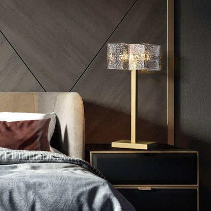 Modern Brass and Glass Table Lamp – E14 LED & Edison Compatible