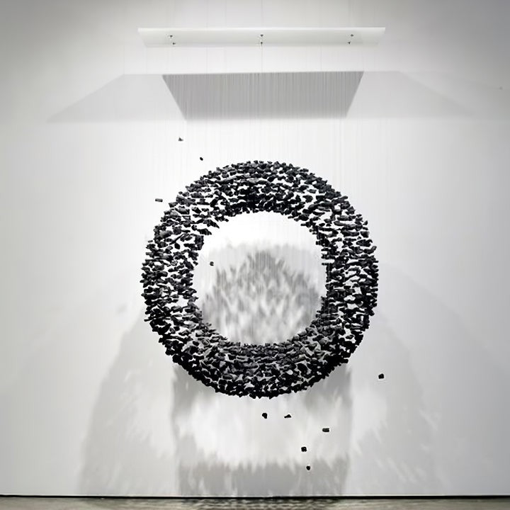 Modern Charcoal O-Shaped Iron Chandelier