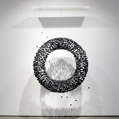 Modern Charcoal O-Shaped Iron Chandelier