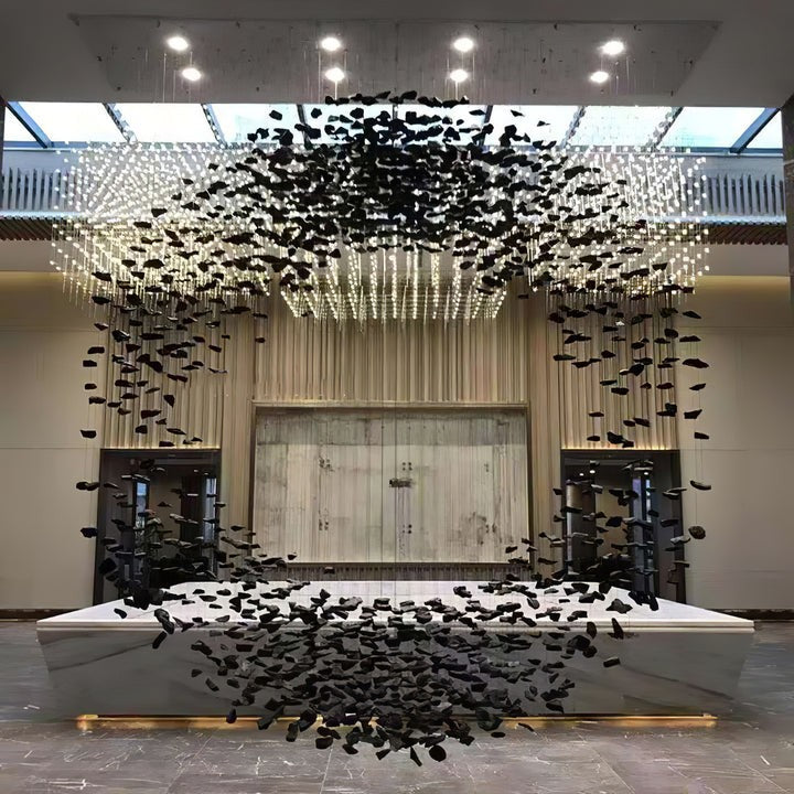 Modern Charcoal O-Shaped Iron Chandelier