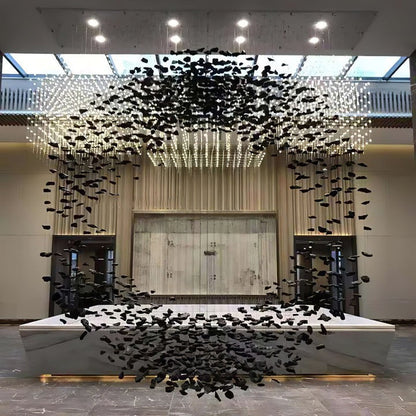 Modern Charcoal O-Shaped Iron Chandelier