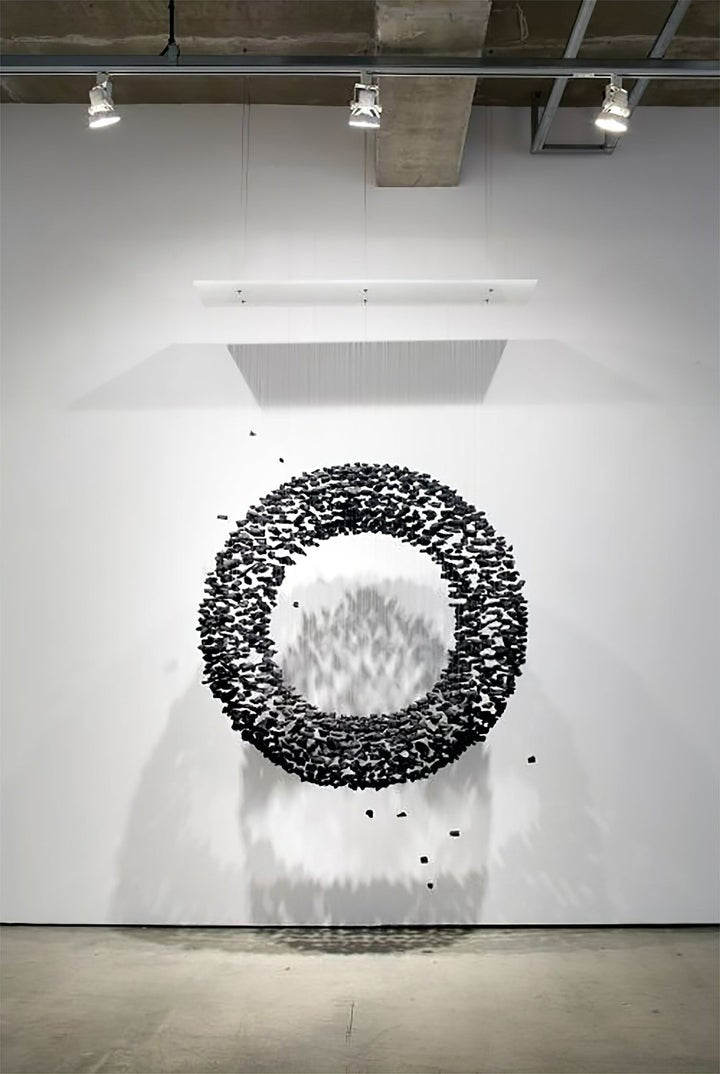 Modern Charcoal O-Shaped Iron Chandelier